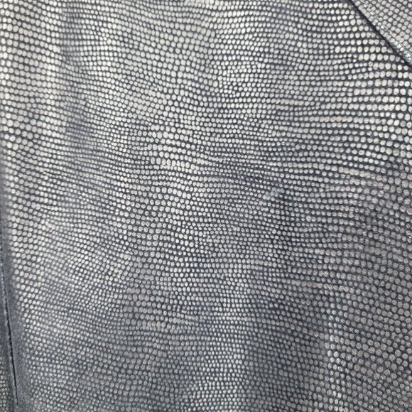 Vtg 80s Genuine Leather Jacket Sz L Black Oil Slick Textured Batwing Oversized - Picture 2 of 12